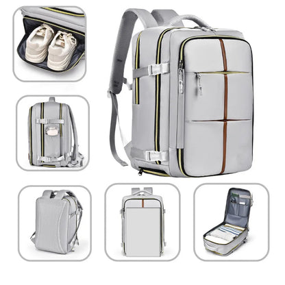 Custom Logo Travel Backpack Large Waterproof Oxford Material Multi-Layer Storage Shoe Compartment for Students Carrying Laptop