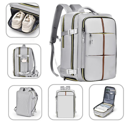 Custom Logo Travel Backpack Large Waterproof Oxford Material Multi-Layer Storage Shoe Compartment for Students Carrying Laptop