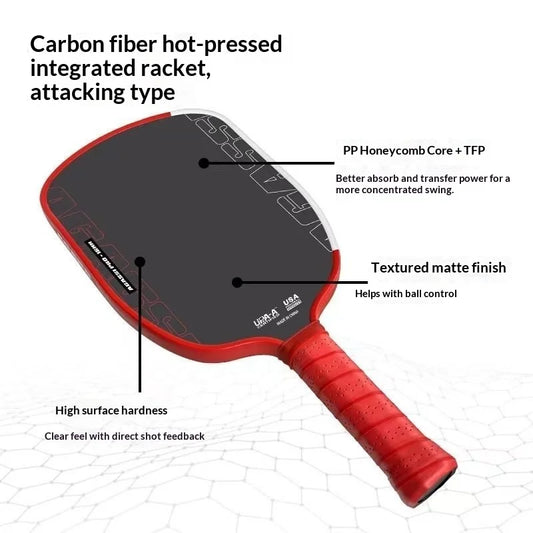 Agassi PRO 16mm Carbon Fiber Pickleball Racket Set 42cm Length Hot-Pressed Technology Factory Wholesale