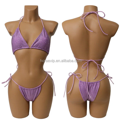 S573 Hot Rhinestone Beach Wear New Color Swimsuit Fabric Swimwear Crystal Bikini