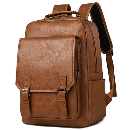 Waterproof PU Business Men's Backpack Casual Outdoor Travel Shoulder Bag Portable Laptop Backpack for Commuting