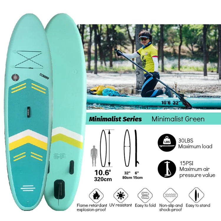 Durable PVC and EVA SUP Paddle Board Inflatable Stand up Surfboard Water Sports for Perfect for Kids and Beginners