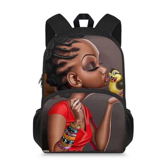Cute Design Two Pocket African Black Arts Print Large Capacity Kids Backpacks Bag Unisex School Backpack for Children Boys Girls