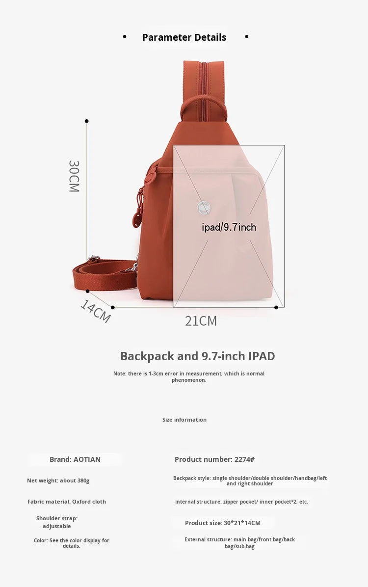 Mini Waterproof Anti-theft Women's Chest Bag 2025 New Simple Versatile Fashion Oxford Cloth Casual Small Mini Women's Backpack