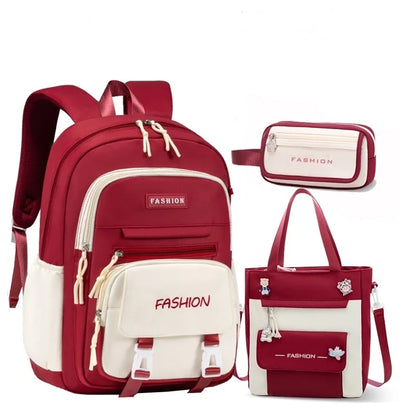 New Color Casual Three-piece Schoolbag Students Large Capacity Portable Easy Storage Quality Backpack