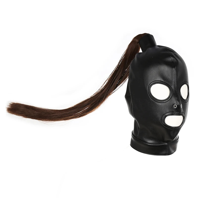Adult Toys Sex Products Bdsm Mask Sex Toy Female Leather Head Mask with Wigs Slave Props Adult Games Sex Shop Toys for Adults 18