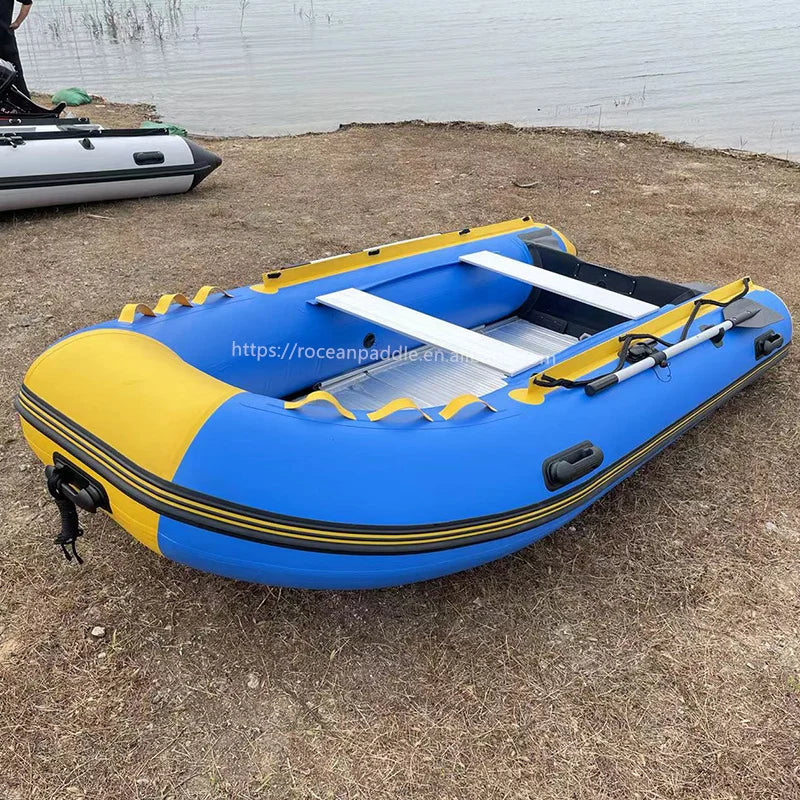 CE Approved Lightweight PVC Material Rubber Inflatable Boat 320 with Electric Motor with Aluminium Floor