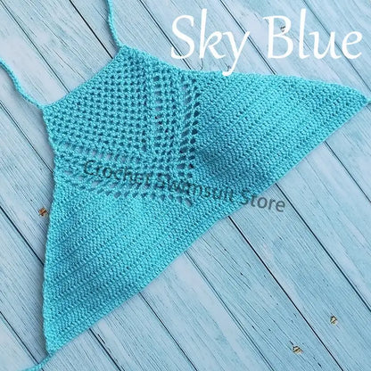 Women Sexy Bikini Tops High Neck Hollow Out Halter Swimwear Crochet Separate Swimsuit Bikini Bra Hot Sale