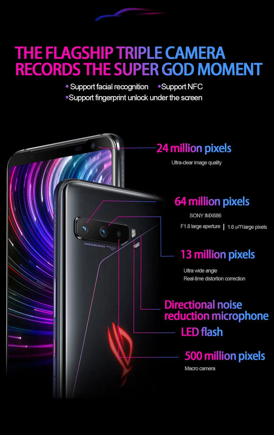 Global ROM Asus ROG Phone 3 5G Gaming Phone Snapdragon 865/865 Plus 6.59 Inch 144HZ Refresh Rate AMOLED 6000mAh 64MP Camera NFC