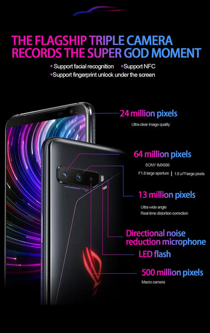 Global ROM Asus ROG Phone 3 5G Gaming Phone Snapdragon 865/865 Plus 6.59 Inch 144HZ Refresh Rate AMOLED 6000mAh 64MP Camera NFC