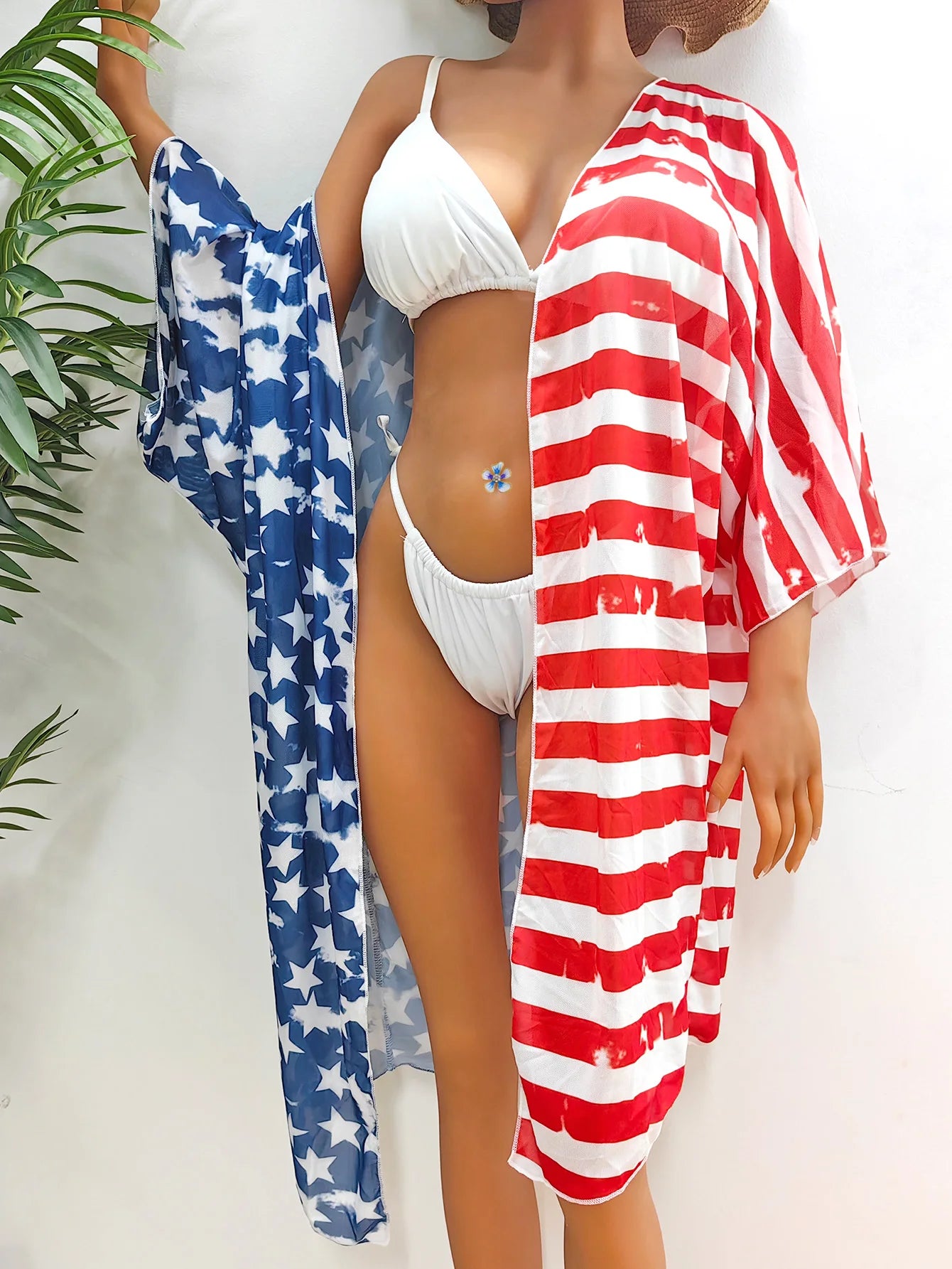Factory Sexy Bikinis Women Swimwear Swimming Beach Wraps Flag Printed Scarf Beach Wear Cardigan Ladies Summer Sundress Cover up