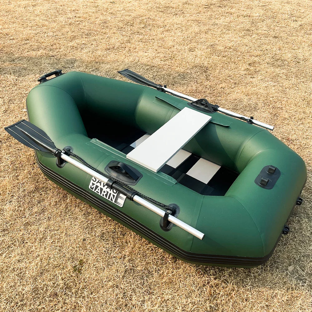 SAVAGE MARINE 1 Person PVC Fishing Kayak Inflatable Rowing Boats Canoe Vessel Dinghy 1.8M Slat Wood Floor for Water Sports