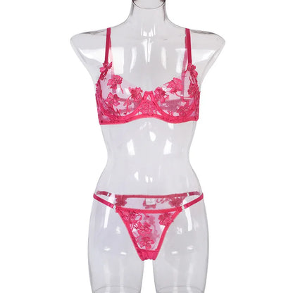 Night Wear Sexy Lace Two Piece Set Bra and G String Briefs Panty Set Transparent Erotic Sexy Lingerie Woman Lingerie Erotic