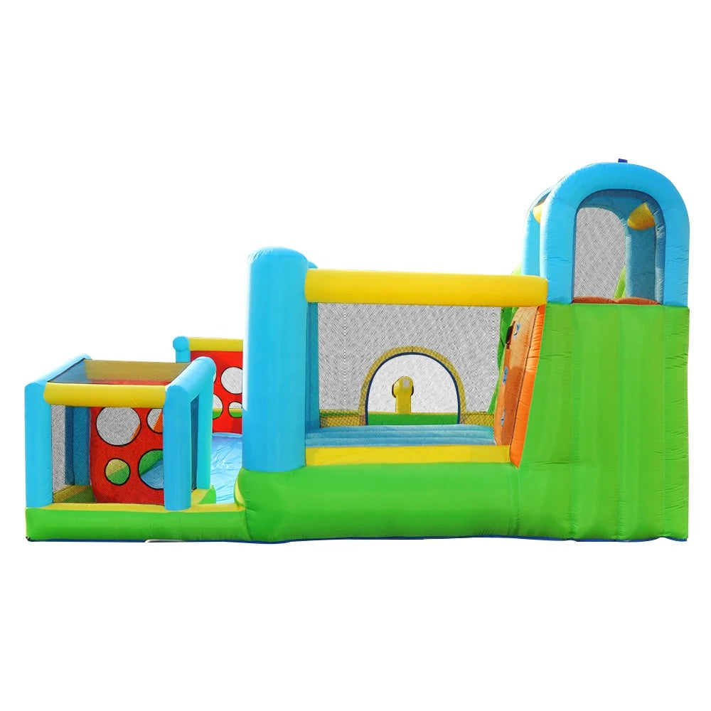 Custom Party Outdoor Games Hot Sale Football Frame Bounce House Inflatable Water Slide Jump Stretch Castles with Water Cannon