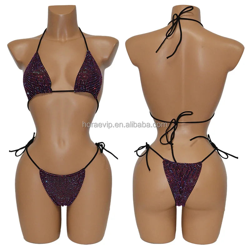 S573 Hot Rhinestone Beach Wear New Color Swimsuit Fabric Swimwear Crystal Bikini