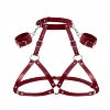 SM Sexy Lingerie Women's Sexy Leather Leakage Bra with Handcuffs Multiple Styles Bondage Restraint Training, Wearing Harness