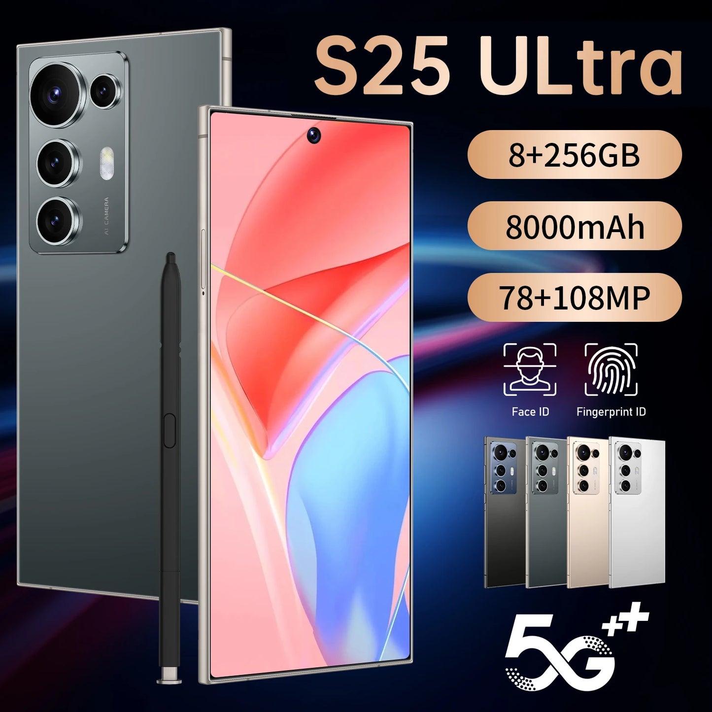 Original Condition S25 Ultra 5G Android Phone 7.3 Inch HD Screen MTK Processor Unlocked 5G Smartphone