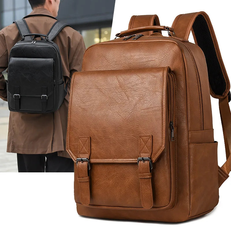 Waterproof PU Business Men's Backpack Casual Outdoor Travel Shoulder Bag Portable Laptop Backpack for Commuting