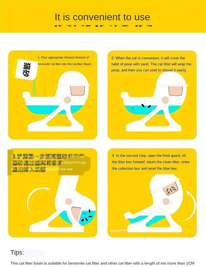 Plastic Cat Litter Box Flip Lid Semi-Automatic Quick Cleaning Luxury Cat Toilet Tray PP Resin Pet Litter Pan Cat Products