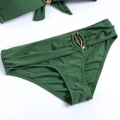 Push Up Bikini Swimwear for Women 2023 Blue Bikini Set Brazilian Bathing Suit Halter Swimsuit Black White Yellow Green