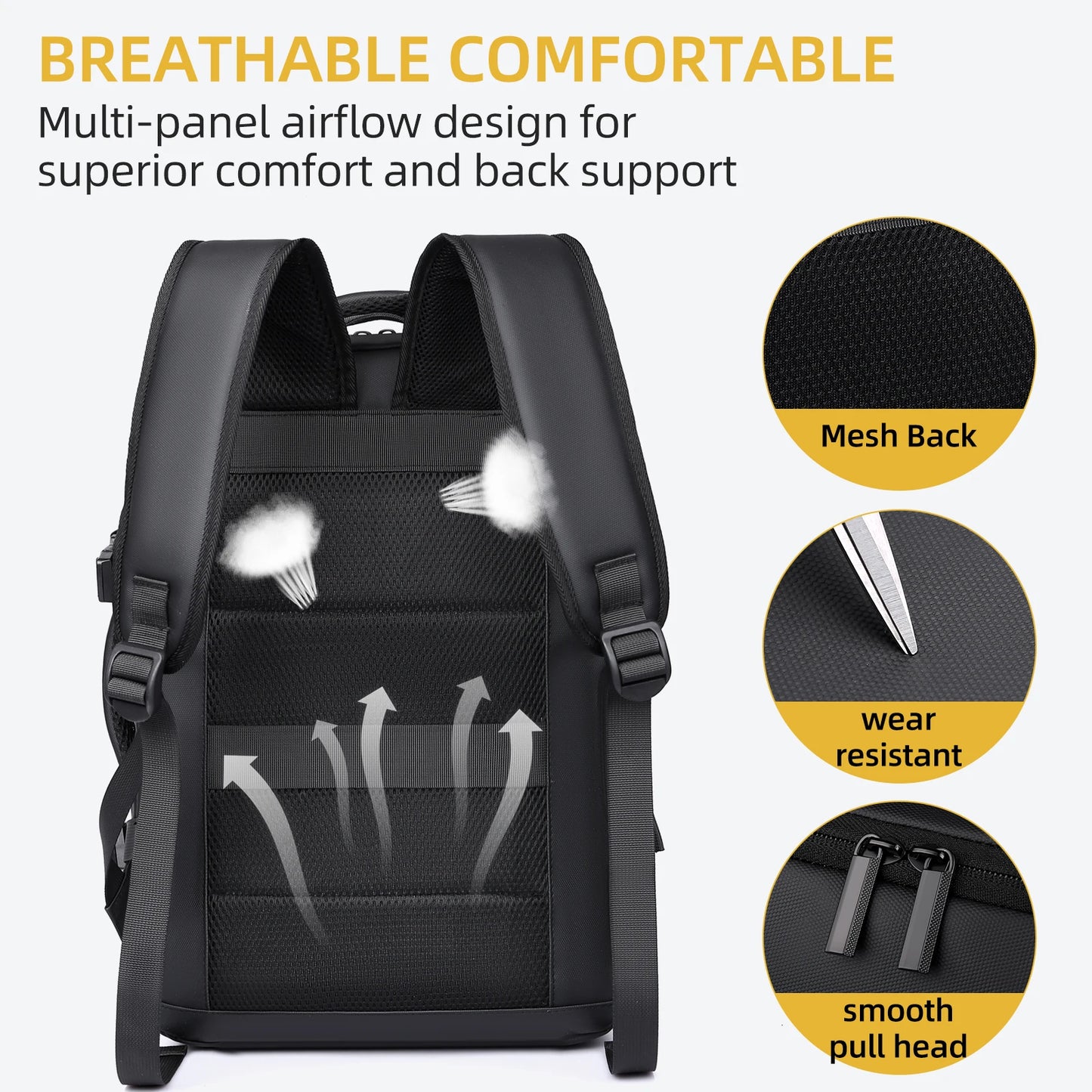 16 Inch Business Extensible Laptop Bag Durable Waterproof Oxford Laptop Backpack with USB Portable School Travel Backpack