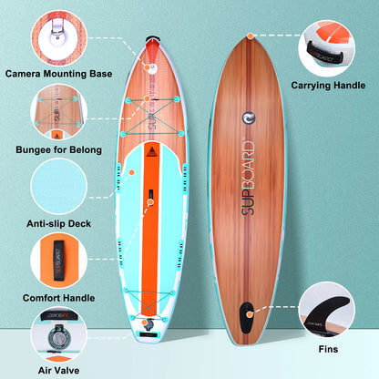 Durable Heavy Duty PVC Drop Stitch Inflatable Paddle Board with Non Slip EVA Deck for Ocean River and Lake Water Sports