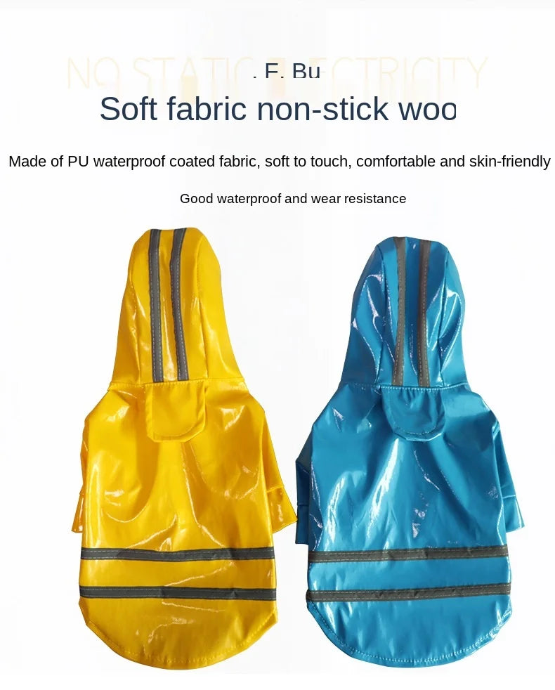 Dog Clothes, Waterproof Jackets, Hooded Raincoats with Reflective Strip, Outdoor Breathable Clothes for Puppies