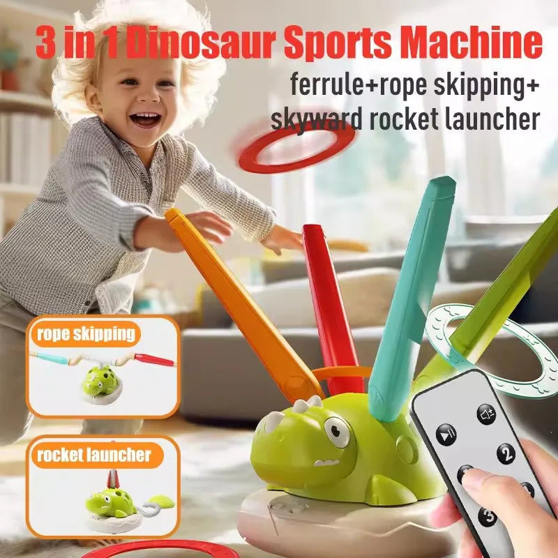 Kids 3-In-1 DINOSAUR Sports Toys Skipping Rope Machine Ferrule Game Training Toy Children Indoor Outdoor Games Educational Toys
