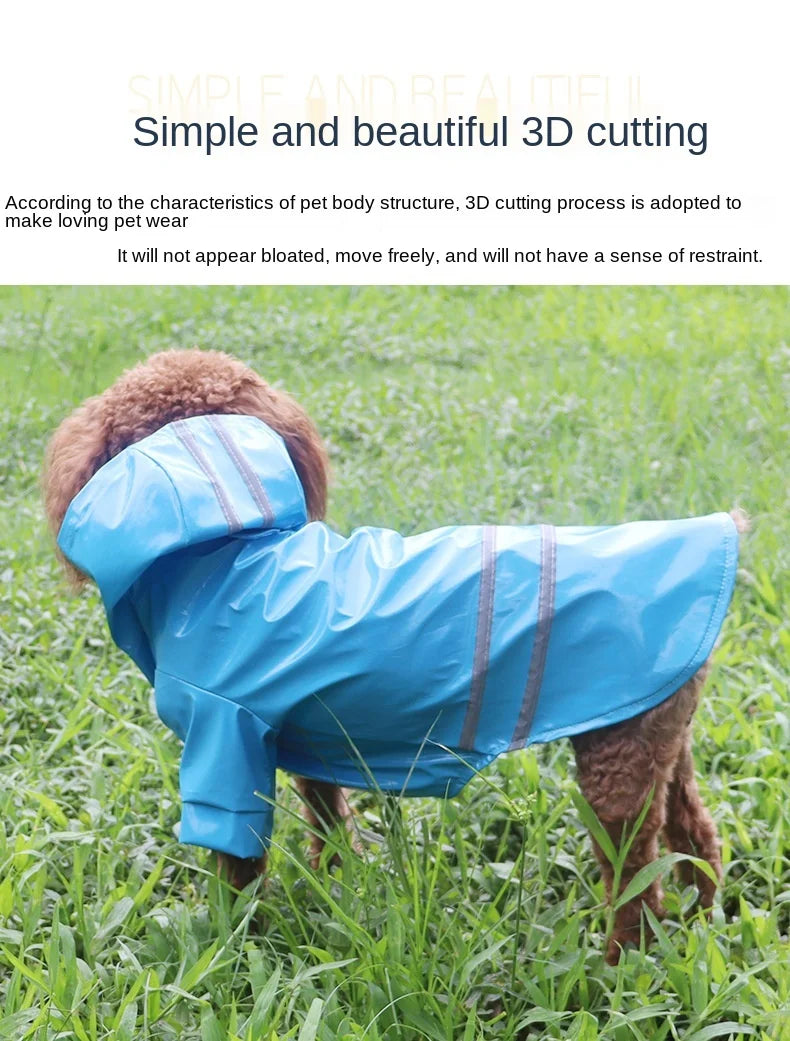Dog Clothes, Waterproof Jackets, Hooded Raincoats with Reflective Strip, Outdoor Breathable Clothes for Puppies
