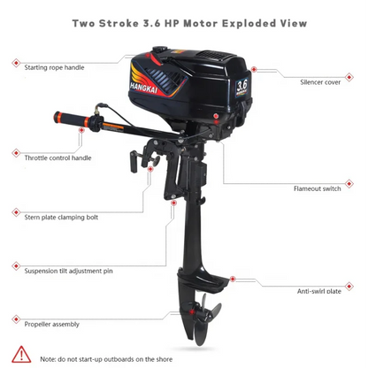 China Cheap 3.6HP 2 Stroke HANGKAI Outboard Engines Water Cooled Gasoline Motor for Boat Sale