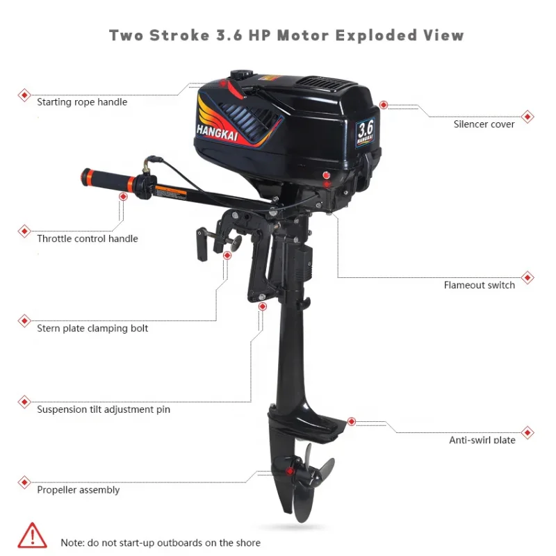 China Cheap 3.6HP 2 Stroke HANGKAI Outboard Engines Water Cooled Gasoline Motor for Boat Sale