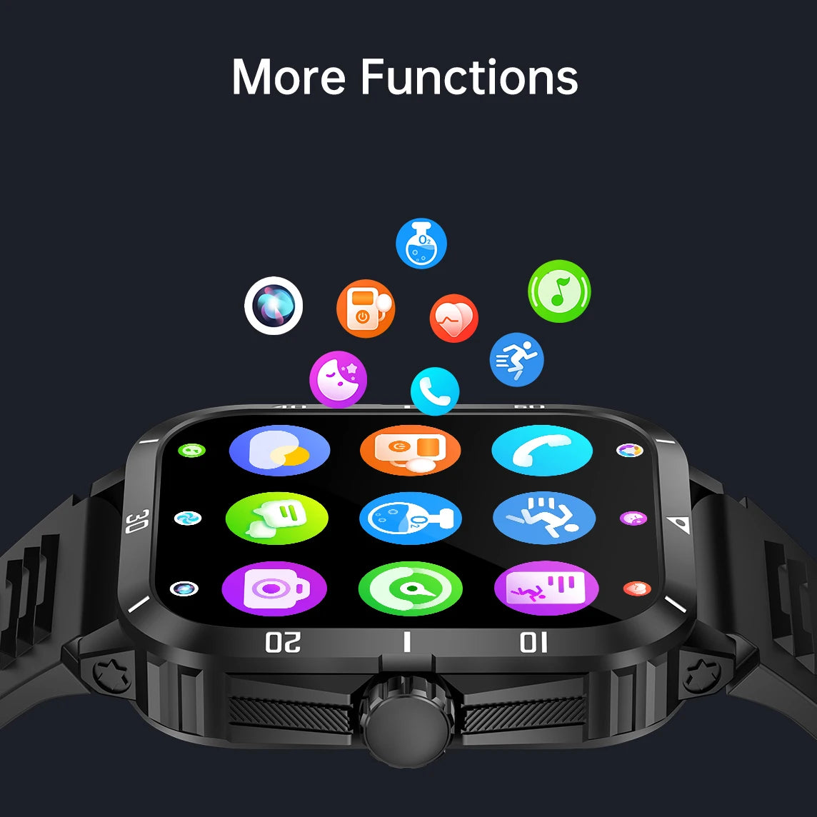 SENBONO KT71 Outdoor Smart Watch Men 1.96''HD Screen Answer Call Sport Heart Rate Big Battery 3ATM Waterproof Watches Smartwatch