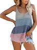 Color Block V Neck Womens Shirts and Tank Tops Knitted Vest Tops Sleeveless Women Blouse Custom Logo 2022 Spring Sexy Lady Top