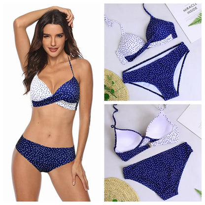 TW890 Hot Popular Sexy Push up Bikinis Set Women Swimsuit Bathing Suit Women Halter Leaf Print Beach Wear Swimwear Custom Bikini