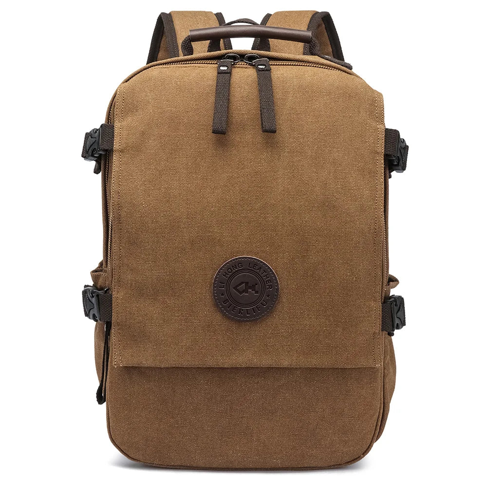 Durable Vintage Custom logo Canvas Laptop Backpack Bag Men Women Rucksack Bookbags School Backpack