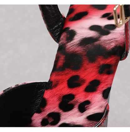shoes for women 2022 Fashion Women Pumps Retro Thin Heels Sandals Leopard Spring Platform Dress Party Wedding Basic Shoes Woman