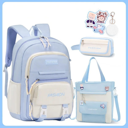 New Color Casual Three-piece Schoolbag Students Large Capacity Portable Easy Storage Quality Backpack