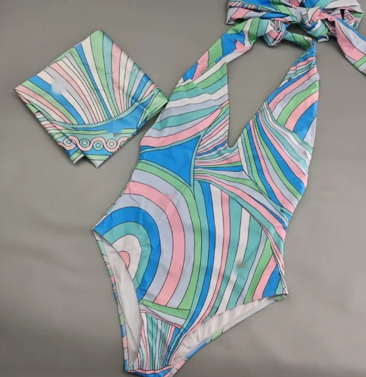 Hot Sales STOCK Wholesales 2Pieces  Beachwear With Beachscarfs Sexi Lady Designer Fashion Swimsuit