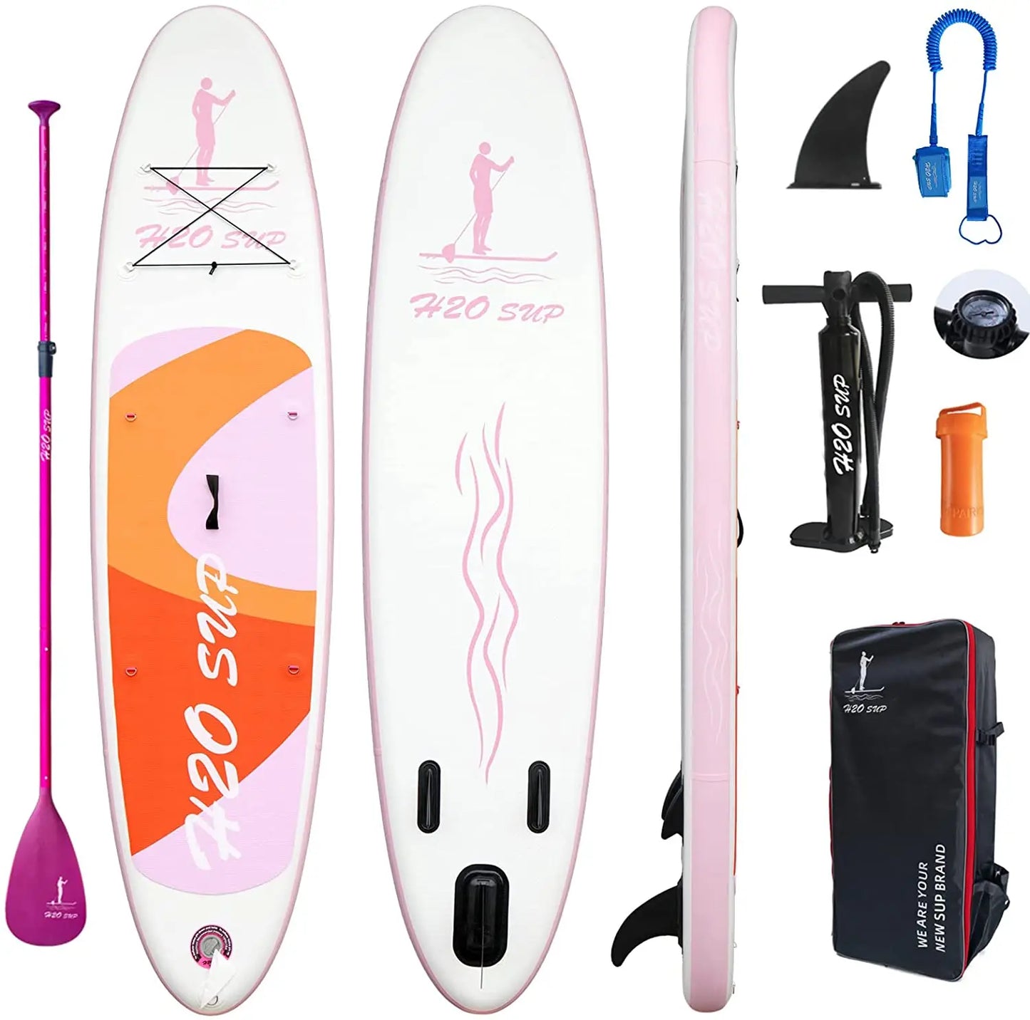 Orange Paddleboard Inflatable   Double Layer All Round Stand up Paddle Board Inflatable in pink SUP Surf  Paddle Board