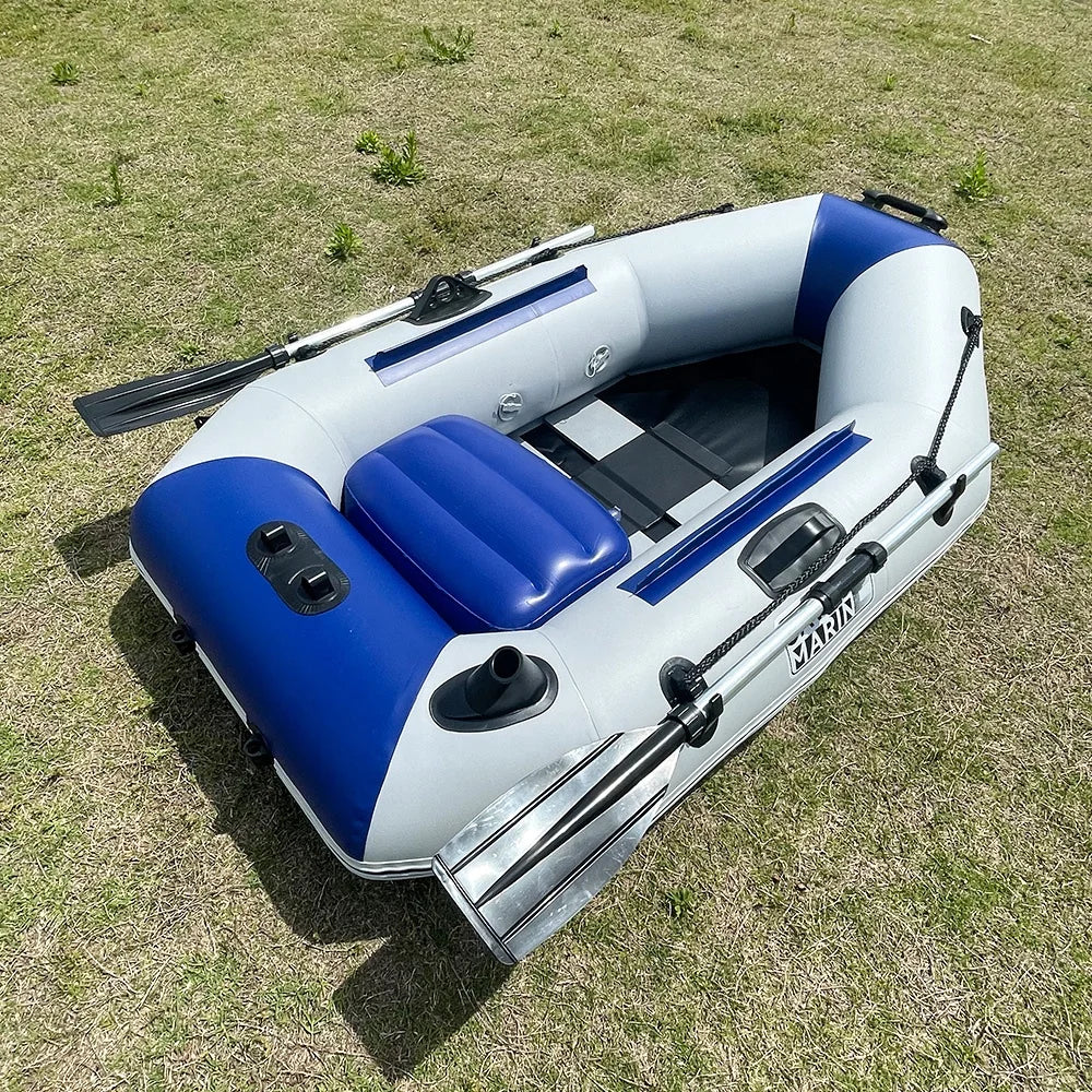 5.9ft Single Inflatable Kayak Fishing Boat Slat Wooden Floor Rowing Canoe Portable Dinghy with Paddles and Pump