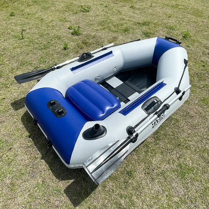 5.9ft Single Inflatable Kayak Fishing Boat Slat Wooden Floor Rowing Canoe Portable Dinghy with Paddles and Pump