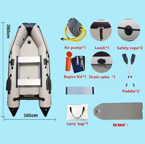 3.6 m MC360-3 6 Person Inflatable Luxury Yacht Rescue Assault Speed Fishing Boat 10.8 ft Air Deck Floor Thermal Welded Process