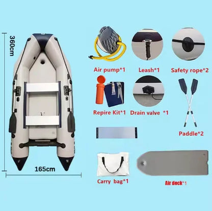 3.6 m MC360-3 6 Person Inflatable Luxury Yacht Rescue Assault Speed Fishing Boat 10.8 ft Air Deck Floor Thermal Welded Process