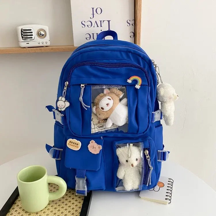 Kawaii Backpack Cute Backpack for Teen Girl School Kids Book Bag Travel Backpack Large Capacity Aesthetic Canvas School Bag