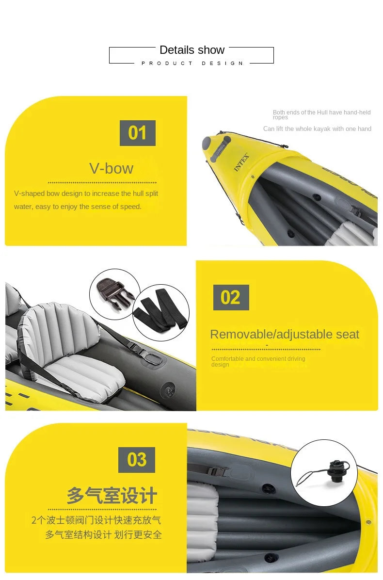 Quality Thickened Portable Large Outdoor Travel Camping Fishing Boat Steamboat Speedboat Travel 1-2  Inflatable Rubber Boat