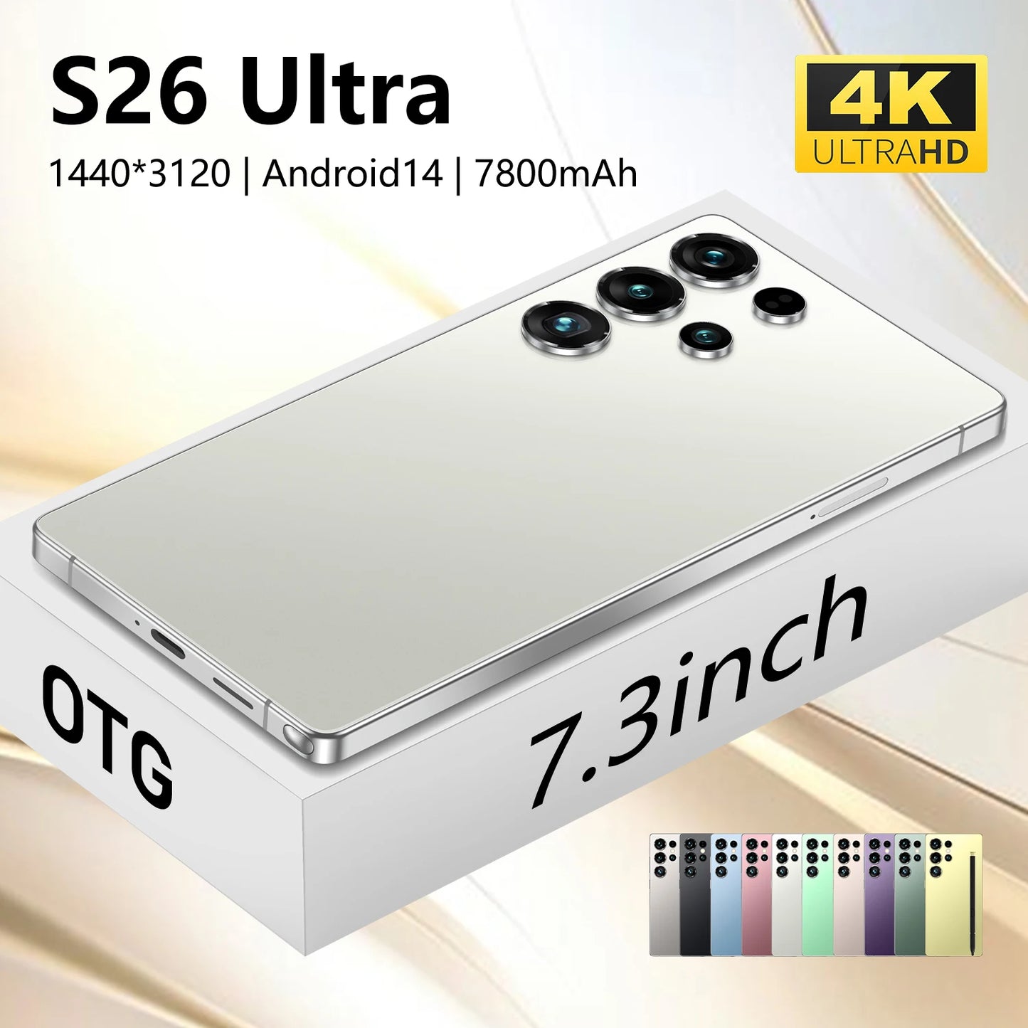 Les S26 Ultra Original 5G Waterproof Android 14 Smartphone 7.3\" HD Screen 108MP Rear 22GB+1TB Memory Global Elite Unlocked 14