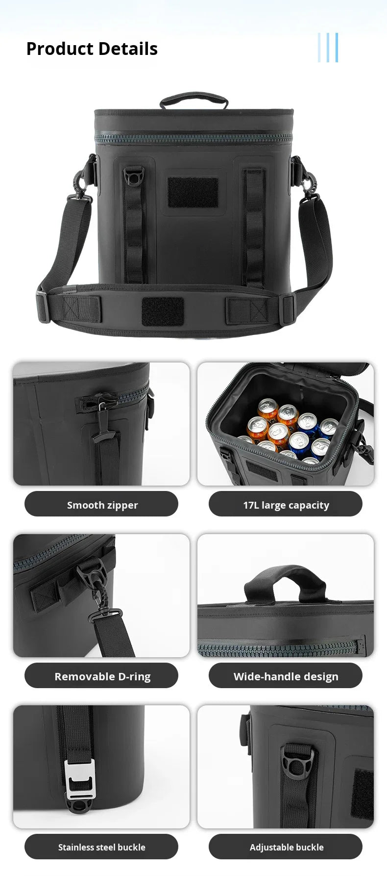 Cross-Border Portable TPU Insulated 17L Waterproof Backpack Camping Outdoor Picnic Ice Bag Fishing Fresh-Keeping Quick Cooling