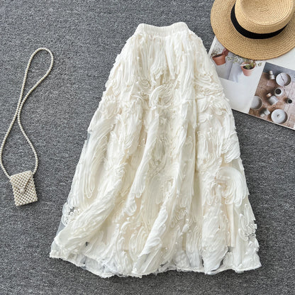 Boutique Wholesale 2025 Spring New Fashion Retro High Waist Versatile Slimming A-line Elegant Women's Half Skirt
