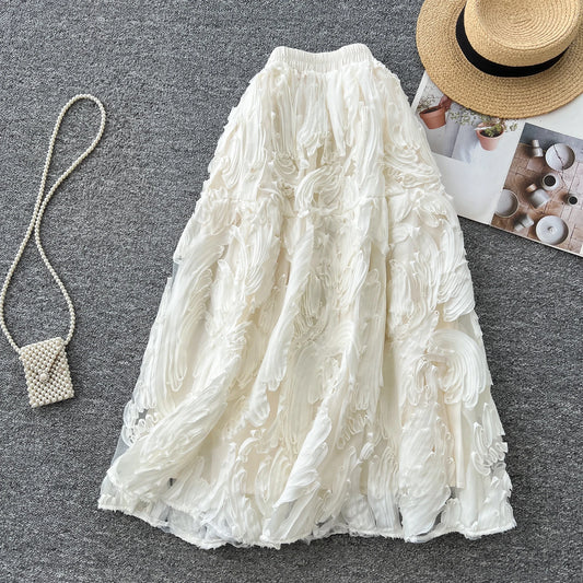 Boutique Wholesale 2025 Spring New Fashion Retro High Waist Versatile Slimming A-line Elegant Women's Half Skirt