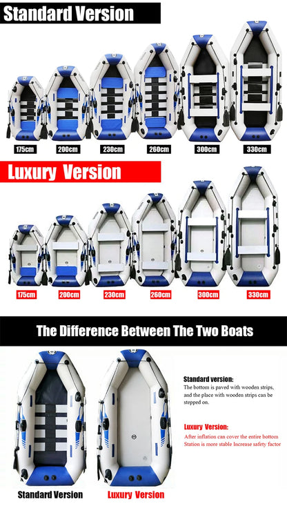 B175 1 Person 175cm Inflatable Rowing Boat Kayak Canoe Drifting Raft Dinghy Hovercraft Outdoor Fishing Diving Surfing Wood Floor